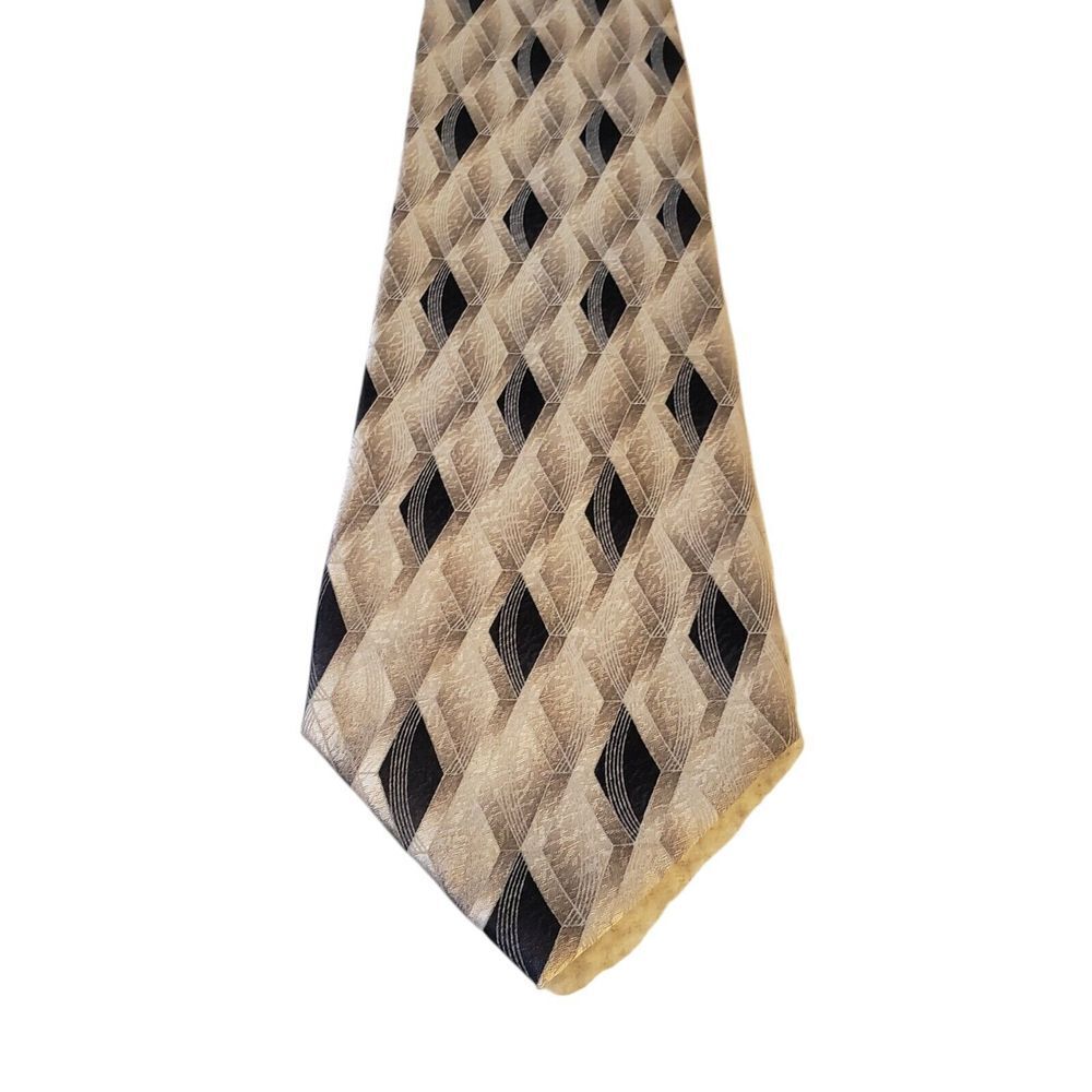Pierre Cardin Neck Tie Mens Luxury Silver Black Geometric Business Casual Office